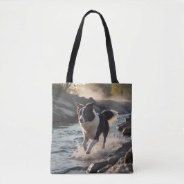 Border Collie Elegant Schouder Canvas tas