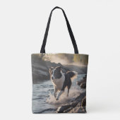 Border Collie Elegant Schouder Canvas tas (Achterkant)
