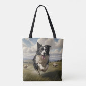 Border Collie Elegant Schouder Canvas tas (Achterkant)