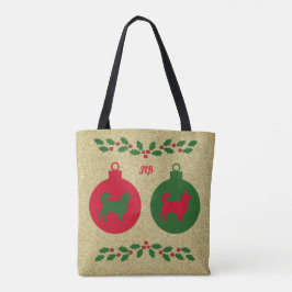 Border Collie en Holly Christmas Canvas tas