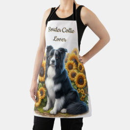 Border Collie en zonnebloemen houden van hond  Schort