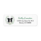 Border Collie Eucalyptusblad Krans Etiket (Voorkant)