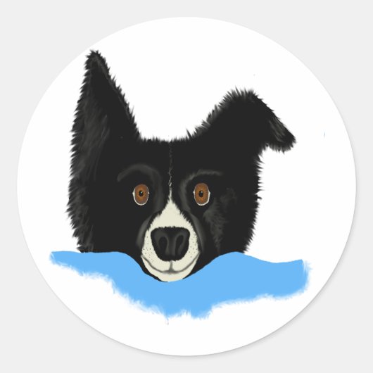Border Collie Face Ronde Sticker (Voorkant)