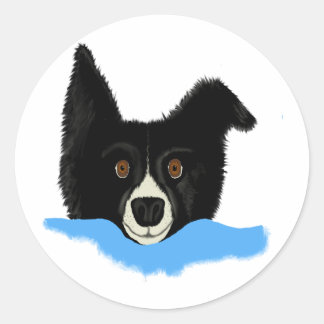 Border Collie Face Ronde Sticker
