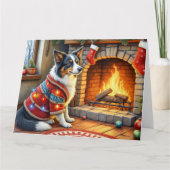 Border Collie Fireplace with Christmas Lights Kaart (Voorkant)