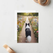Border Collie Flat Note Kaart met Envelop Notitiekaartje (Voorkant / Achterkant in situ)