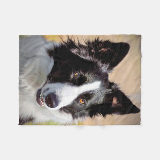 Border Collie Fleece Deken (Voorkant (Horizontaal))