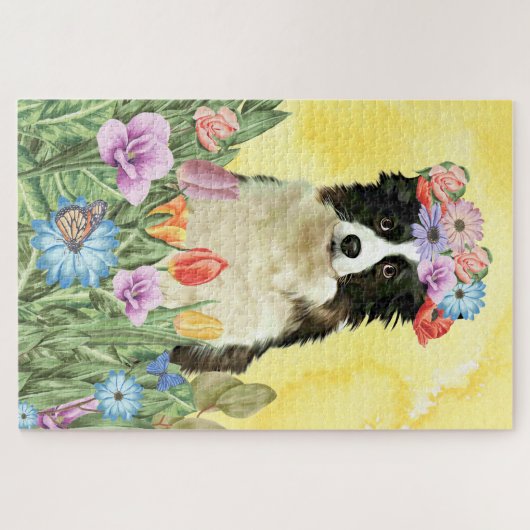 Border Collie Flowers Legpuzzel (Horizontaal)
