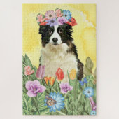 Border Collie Flowers Legpuzzel (Verticaal)