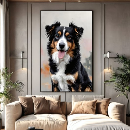 Border Collie Focus van de Velden Canvas Afdruk