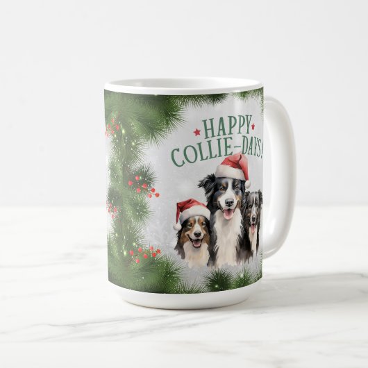 Border Collie Funny Christmas Dog Coffee Mok (Voorkant rechts)