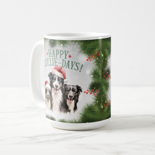Border Collie Funny Christmas Dog Coffee Mok (Voorkant links)