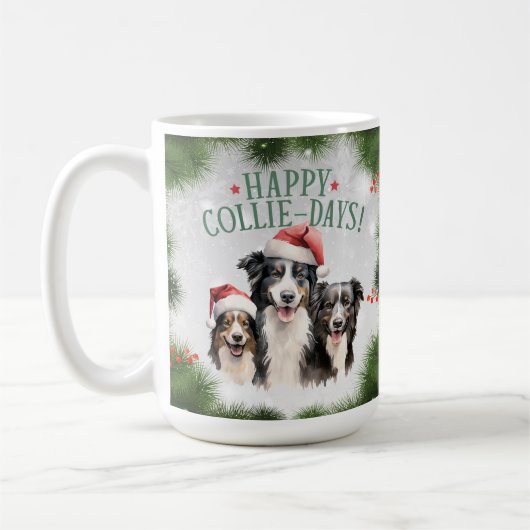 Border Collie Funny Christmas Dog Coffee Mok (Links)