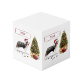 Border Collie Funny kersthond met boom Kubus (Achter hoekig)