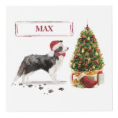 Border Collie Funny kersthond met boom Kubus (Voorkant)