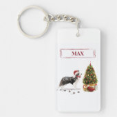 Border Collie Funny kersthond met boom Sleutelhanger (Voorkant)