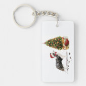 Border Collie Funny kersthond met boom Sleutelhanger (Voorkant)
