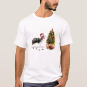 Border Collie Funny kersthond met boom T-shirt (Voorkant)