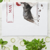 Border Collie Funny kersthond met boom Theedoek (Gevouwen)