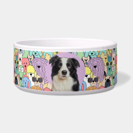 Border Collie Gepersonaliseerde Foto & Naam Honden Voerbakje