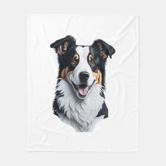 Border Collie gezicht Fleece Deken (Voorkant)