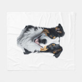 Border Collie gezicht Fleece Deken (Voorkant (Horizontaal))