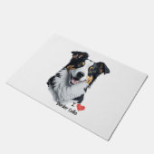 Border Collie gezicht (met I Love tekst) Deurmat (Schuin)