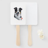 Border Collie gezicht (met I Love tekst) Handwaaier (Voorkant en achterkant)