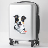 Border Collie gezicht (met I Love tekst) Sticker (Koffer)