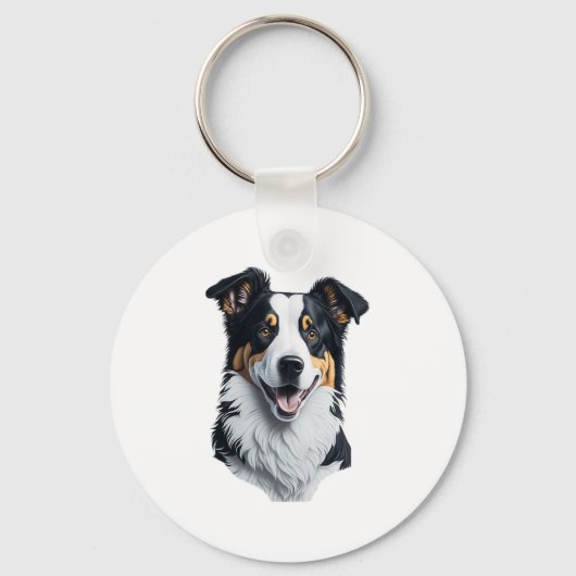 Border Collie gezicht Sleutelhanger (Voorkant)
