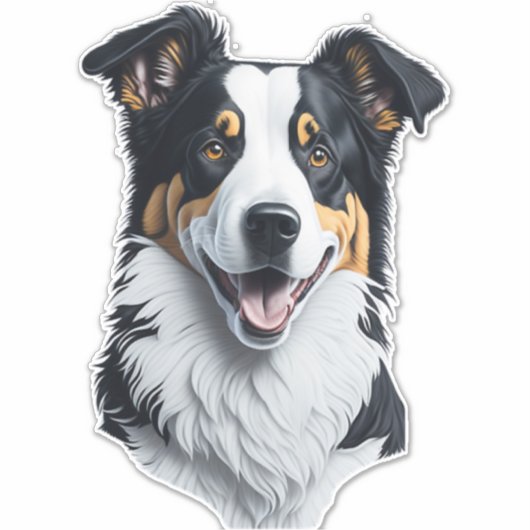 Border Collie gezicht Sticker (Voorkant)