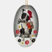 Border Collie Gift van kerstversiering Keramisch Ornament (Rechts)