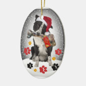 Border Collie Gift van kerstversiering Keramisch Ornament (Links)