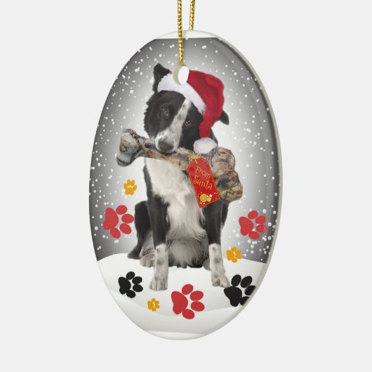 Border Collie Gift van kerstversiering Keramisch Ornament (Links)