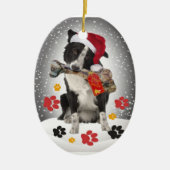 Border Collie Gift van kerstversiering Keramisch Ornament (Voorkant)
