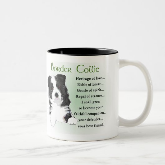 Border Collie Gifts Tweekleurige Koffiemok (Rechts)