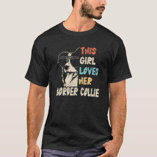 Border Collie Girl Cool Retro for Dog Mama T-shirt