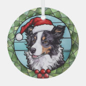 Border Collie Glas in lood Kerst Glas Ornament (Voorkant)