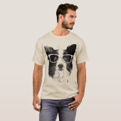 Border Collie glasses hipster Dog T-shirt (Voorkant volledig)