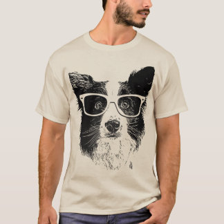 Border Collie glasses hipster Dog T-shirt