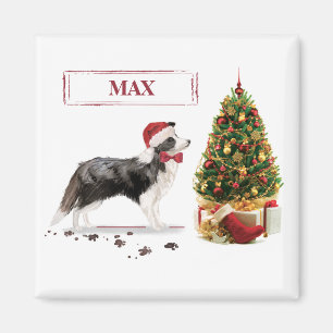 Border Collie Grappige Kersthond met Boom Magneet