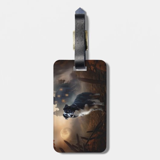 Border Collie Halloween eng Bagagelabel (Achterkant verticaal)