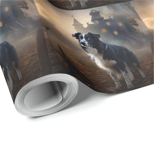 Border Collie Halloween eng Cadeaupapier (Rol Hoek)