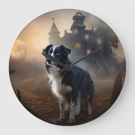 Border Collie Halloween eng Grote Klok (Voorkant)