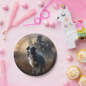 Border Collie Halloween eng Papieren Bordje (Feest)