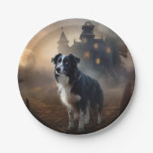 Border Collie Halloween eng Papieren Bordje (Voorkant)