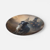 Border Collie Halloween eng Papieren Bordje (Gekanteld)