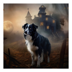 Border Collie Halloween eng Perfect Poster