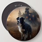 Border Collie Halloween eng Ronde Button 6,0 Cm (Voorkant /achterkant)