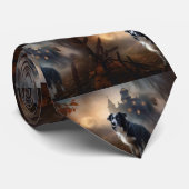 Border Collie Halloween eng Stropdas (Opgerold)